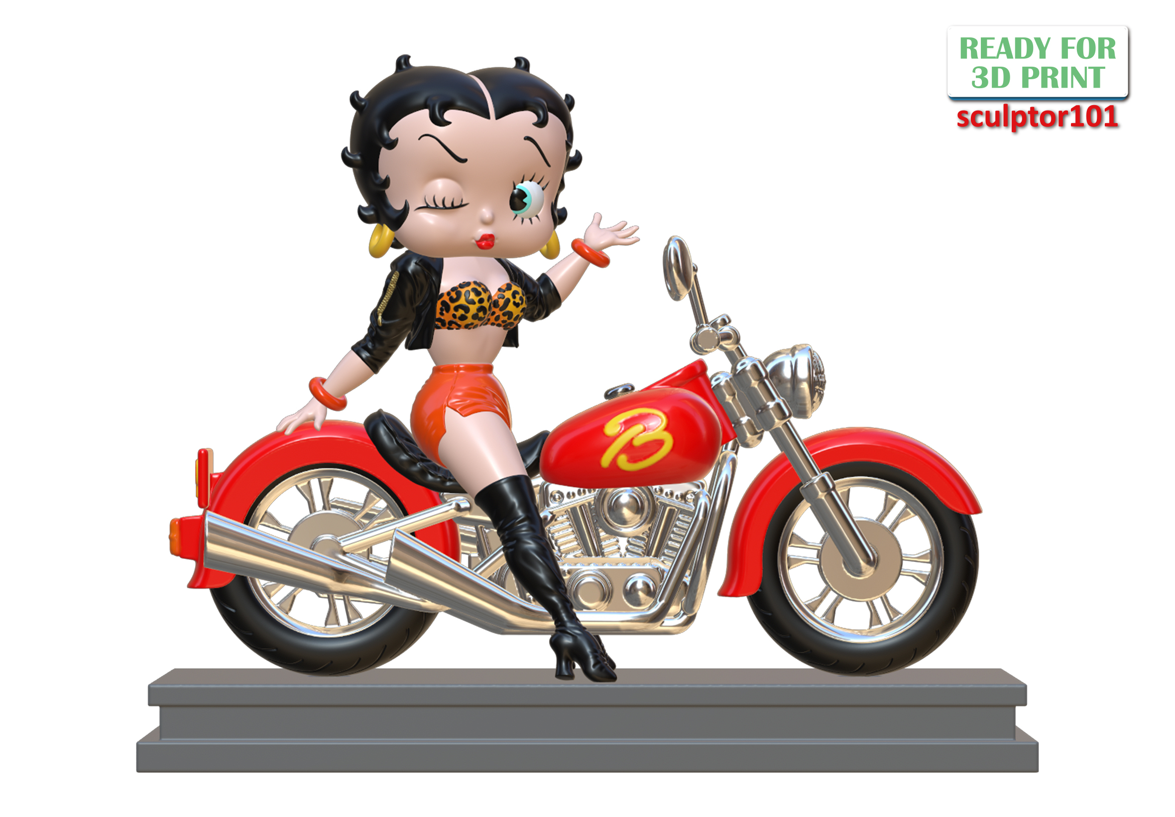 3dexport betty boop the biker