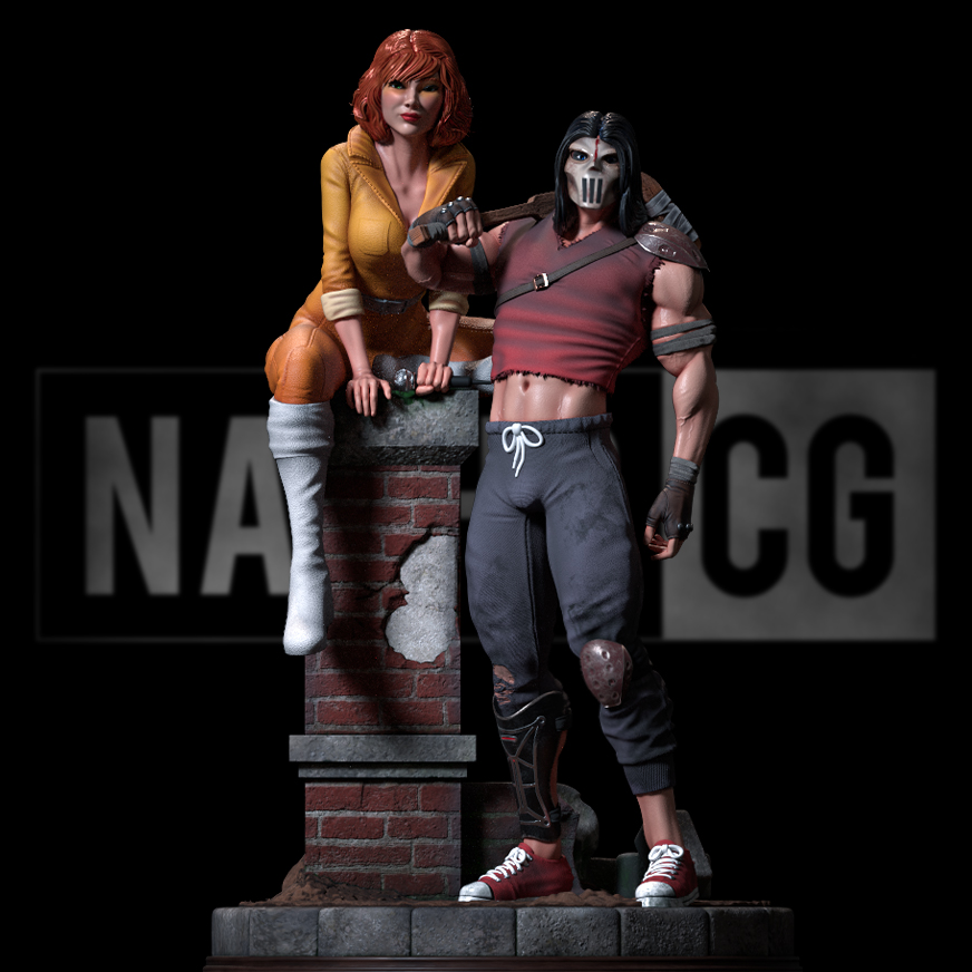 fan art – tmnt casey jones and april oneil statue