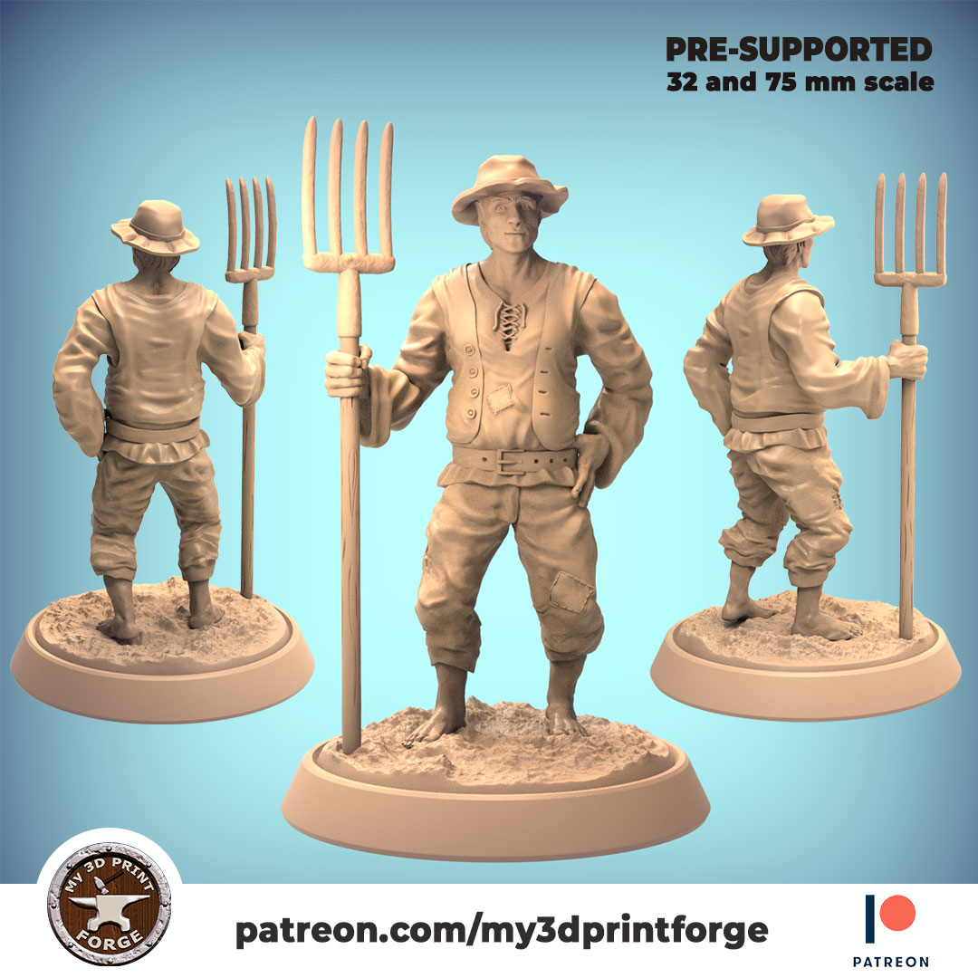 my3dprintforge farmer with pitchfork