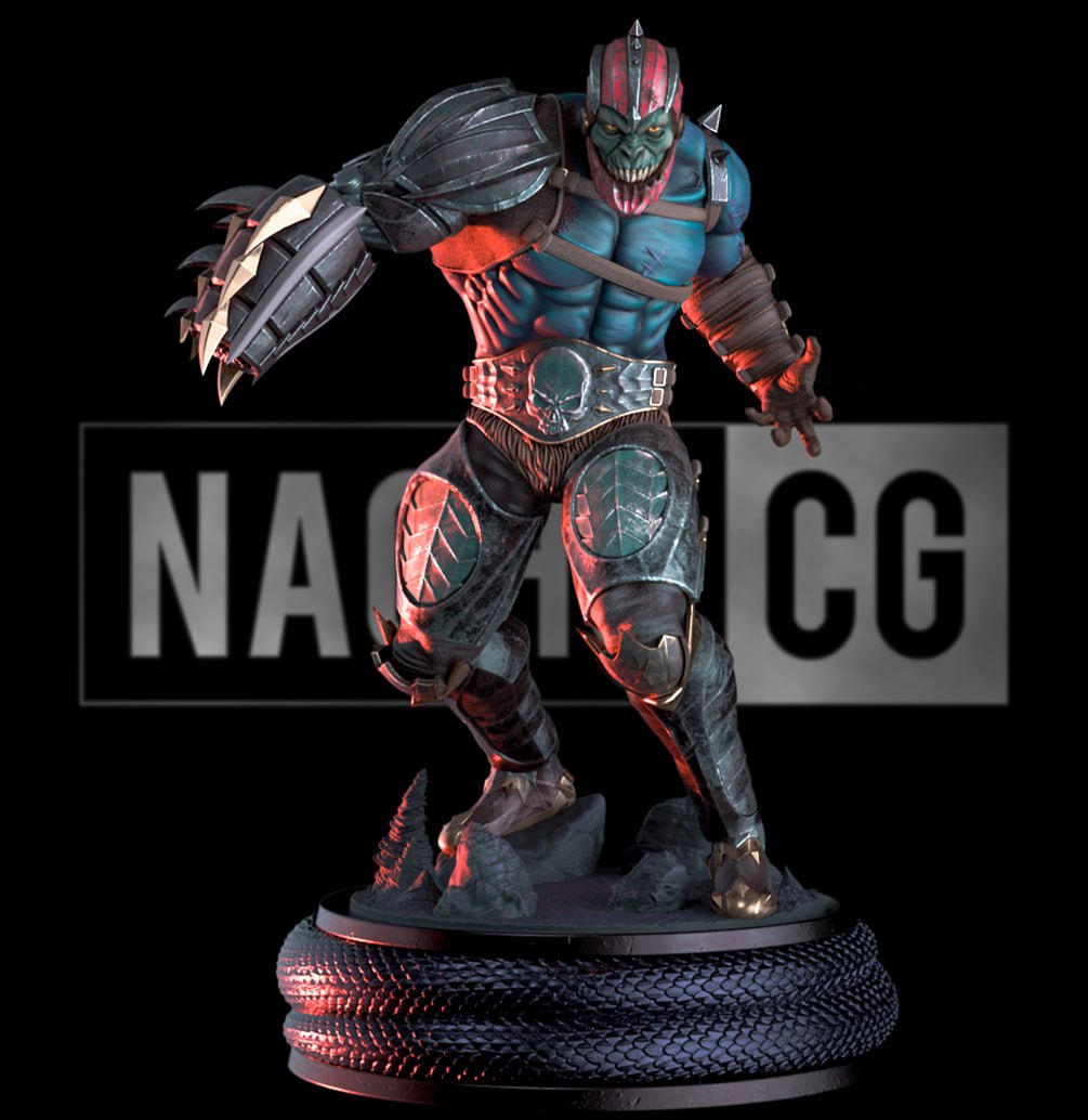nacho cg fan art trapjaw from motu statue