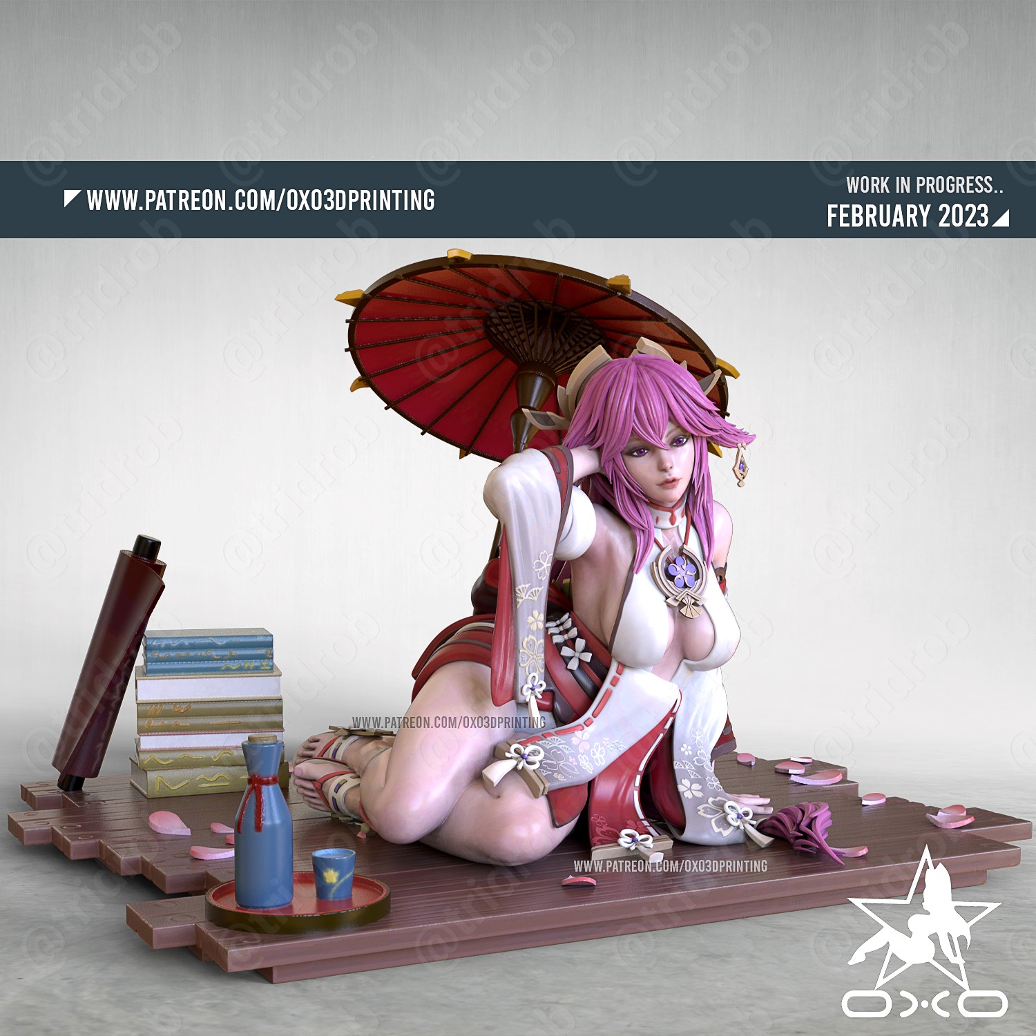 oxo3d yae miko diorama + nsfw